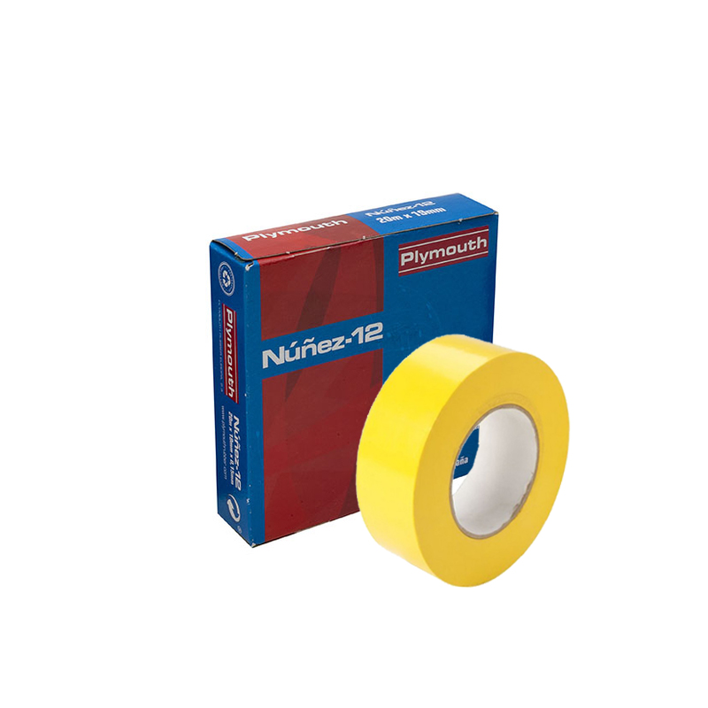 PLYMOUTH 5086 Cinta adhesiva de PVC NÚÑEZ-12 20x19x0,15 amarillo para aplicaciones eléctricas